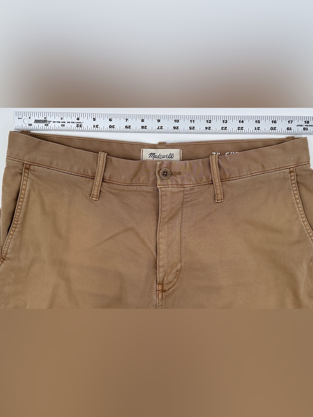 Madewell 7” Chino Shorts Men’s 36 Khaki Camel Stretch Flat Front - Picture 7 of 7
